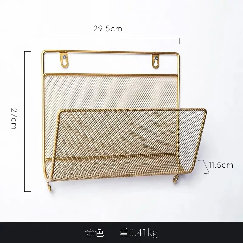 Nordic Style Simple Wall Storage Rack Living Room Bedroom Wrought Iron Wall Storage Rack Newspaper Column Wall Decoration Frame - Цвет: gold
