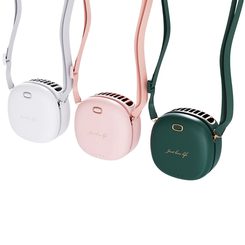 

Portable Hanging Neck Waist Fan USB Rechargeable 3 Speed Adjustable Air Cooler Handheld for Travel Home Office Use