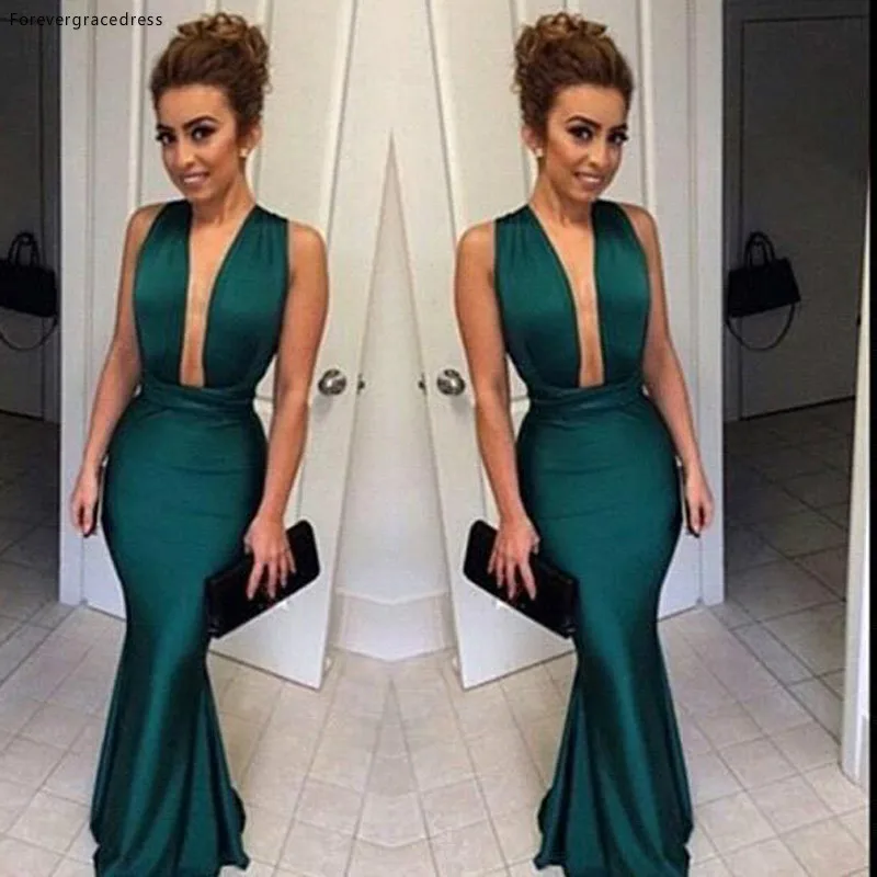 New Arrival Dark Green Burgundy Mermaid Evening Dresses 2017 Long Formal Party Dress Sleeveless Prom Dress vestido longo  119 (2)
