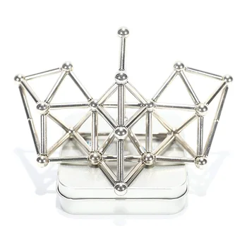 

63Pcs Innovative Metal Magnet Ball Puzzle Toys Stick Building Block Construction jigsaw Stacking Children Educational game play