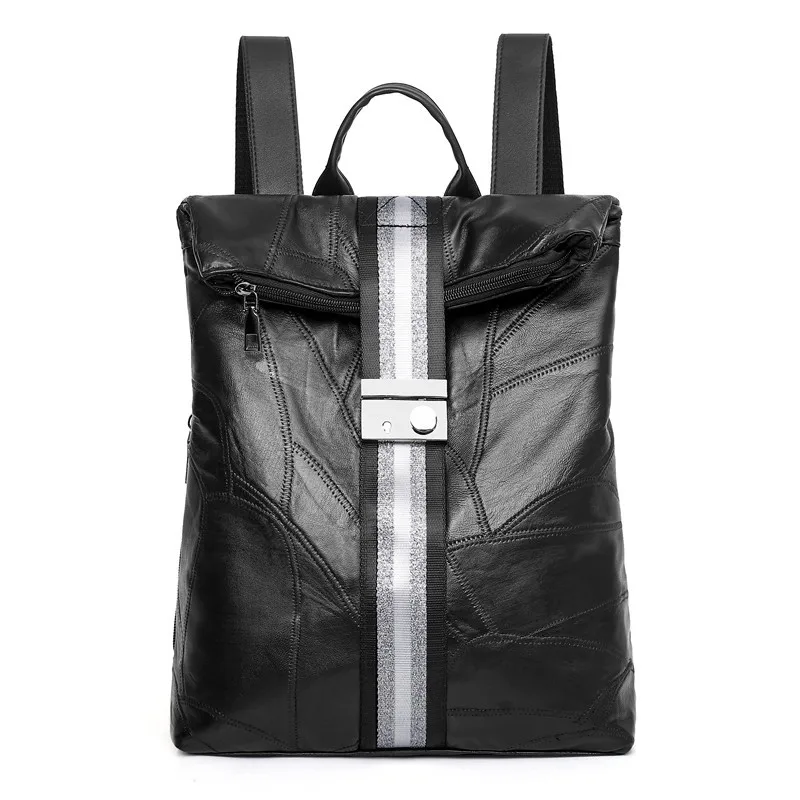 Black Backpack mochila feminina противоугонные школьные сумки водонепроницаемые дорожные винтажные ноутбук корейский большой черный Кожаный Фирменный женский рюкзак - Цвет: Black Backpack