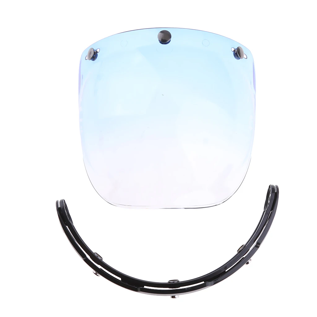 Universal 3 Snap Helmet Bubble Visor Flip Shield Replace for Harley Racing Helmets Accessories, Blue