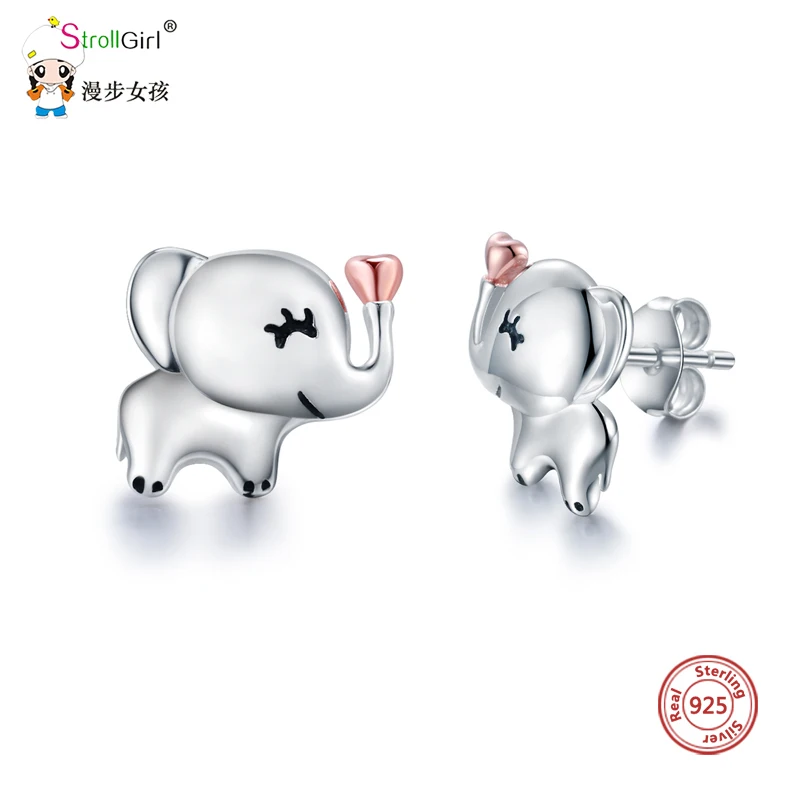StrollGirl стерлингового серебра 925 модные серьги ювелирные изделия Милая серьга слон женские модные аксессуары
