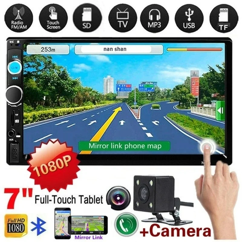 Автомагнитола 2 Din мультимедийный плеер с сенсорным экраном 7 дюймов Bluetooth FM Android