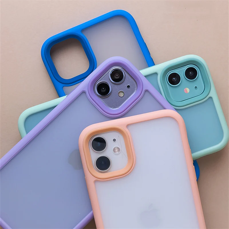 Shockproof candy colors bumper translucent case for iphone 11 13 Pro Max 12 12 Pro Mini X XR XS Max 7 8 Plus Protective cover