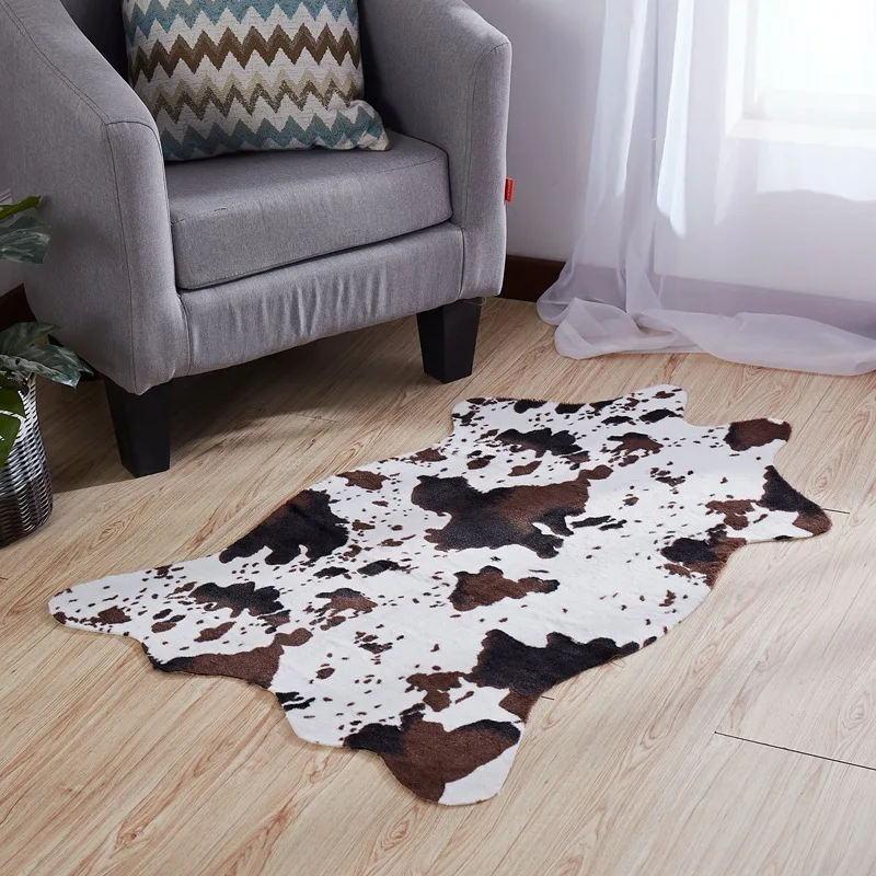 Zebra Cow Leopard Printed Carpet Rug for Sitting Room Imitation Leather  Rugs Animal Faux Skin Leather Home Decoration Mats