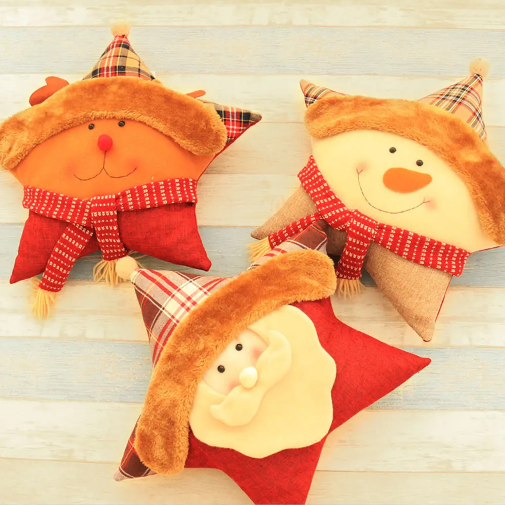 Sofa Pillow 1pcs Pillows Five-Pointed Gifts Christmas Gift Non-Woven Surface Flexible Decorative Xmas Cover Fashion Decoration