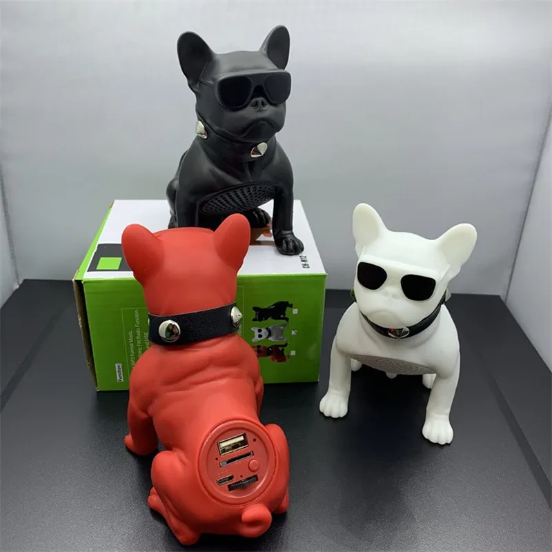 Bulldog MP3 Player Mobile Phone Bluetooth Speaker Full Body Dog Wireless Portable Cartoon Sound Desktop Audio AUX TF Card Music