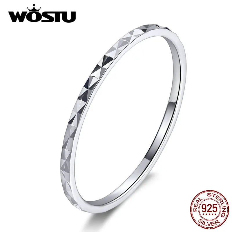 WOSTU Новое поступление Настоящее 925 пробы Серебряное минималистское кольцо Горячая Мода CZ кольца для женщин ювелирное изделие подарок BKR586