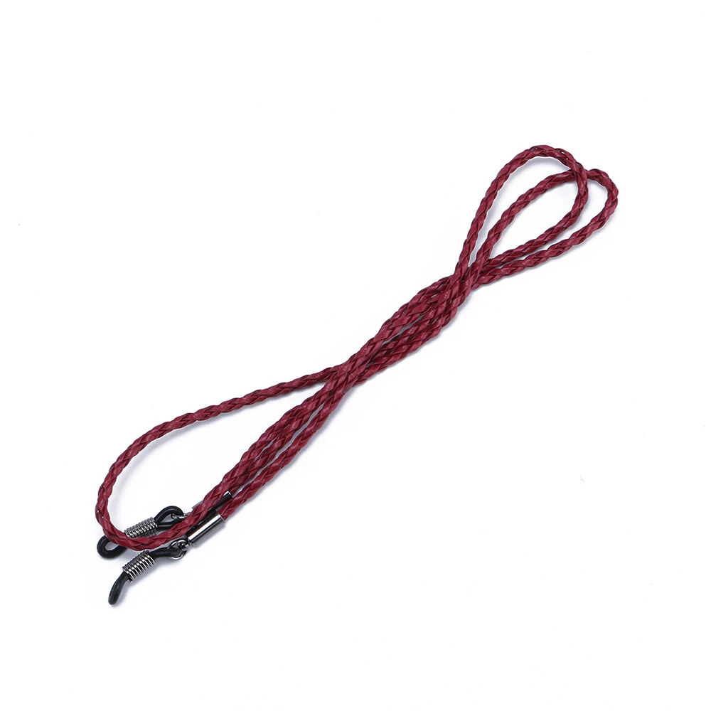 KLASSNUM, 1 шт., цветная кожаная цепочка для очков, регулируемый конец, держатель для очков, веревка, ремешок для шеи, цепочка, аксессуары для браслетов - Цвет: Red