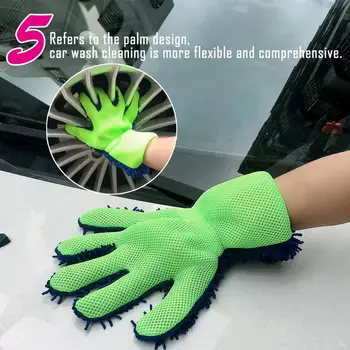 

Microfiber Car Washing Finger Gloves Auto Care Detailing Home Exterior Interior Vehicle Cleaning Tool Window Wash Tool