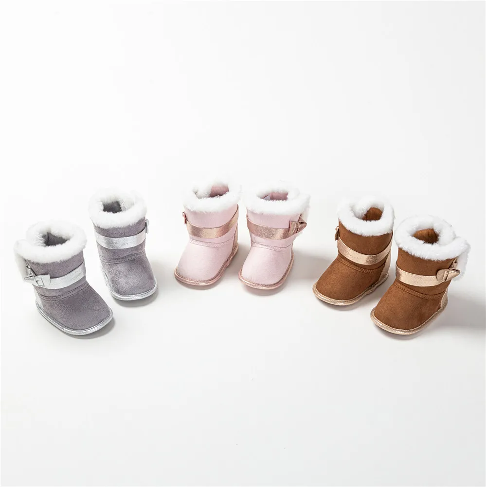 Baby Shoes Baby Boots Winter Warm Baby Boots Cute Kids Bowknot Soft Sole Footwear Walking Shoes Prewalker Toddler Infant Fuzzy Shoes 0-18M