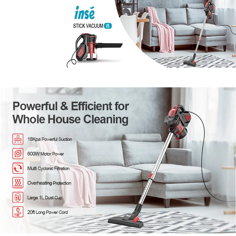 US $47.39 Household Vacuum Cleaner 18Kpa Power Suction Car Vacuum Cleaner Vertical Vacuum Cleaner Handheld Sweeper Mopping Machine INSE I5