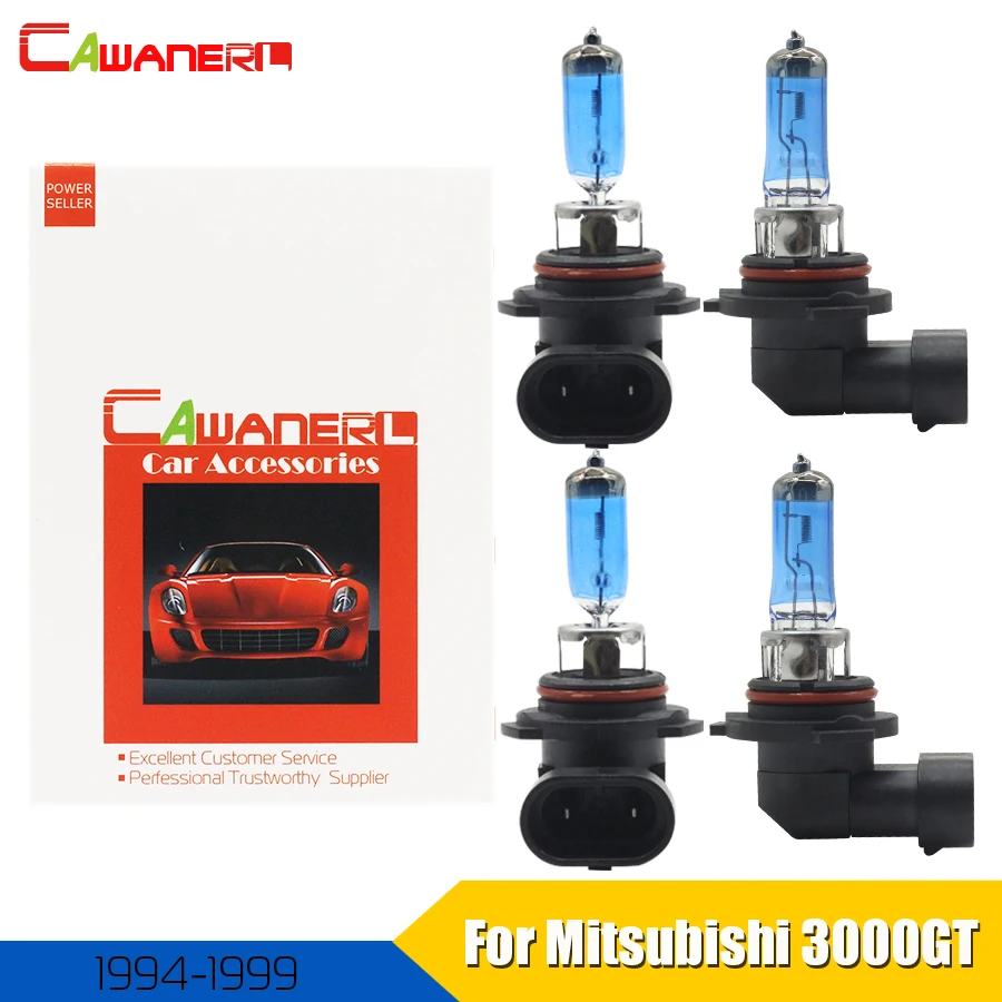 Cawanerl 2 Pair 100W Halogen Bulb 12V Car Headlight Light High Low Beam Power For Mitsubishi 3000GT 3.0L 1994-1999 | Автомобили и