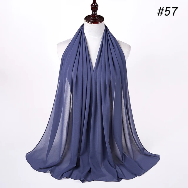 women plain bubble chiffon scarf hijab wrap printe solid color shawls headband women hijabs scarves/scarf 60 colors COLOR 57
