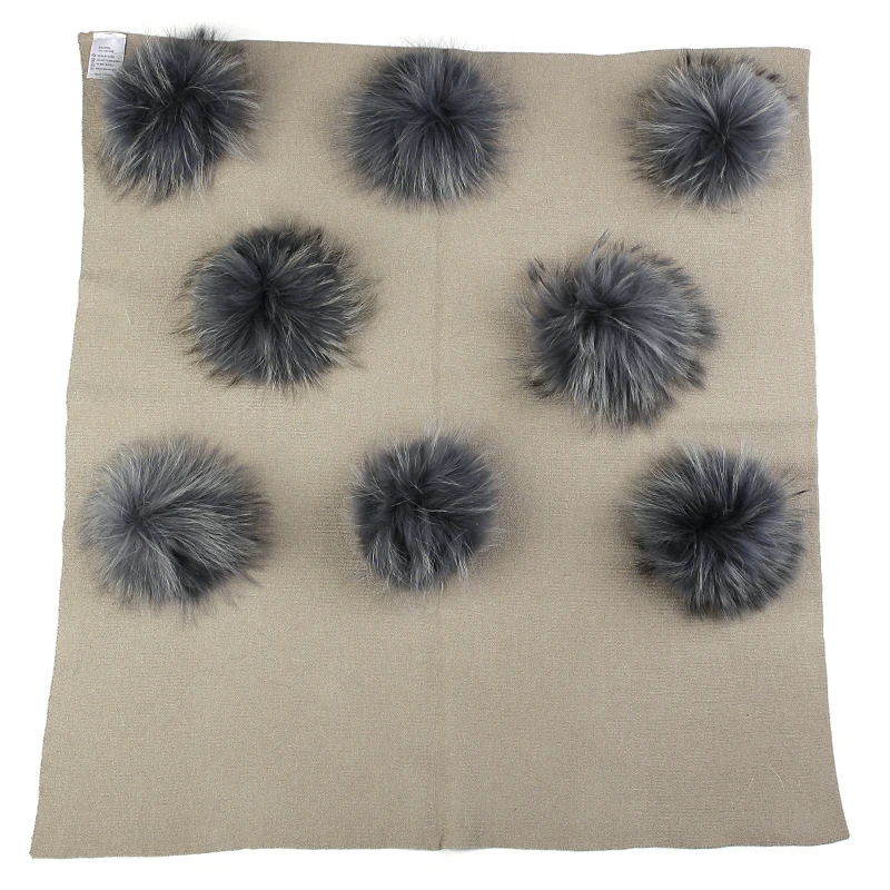 khaki dark gray Теплое шерстяное Пеленальное Одеяло для новорожденных и детей постарше, одеяло для сна для путешествий с натуральным меховым помпоном, одноцветные постельные пеленки - Цвет: khaki dark gray