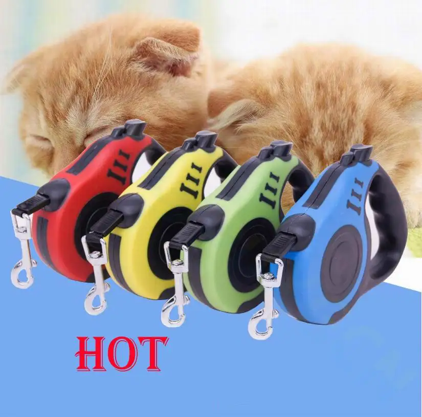 Correa retráctil de nailon para perro, accesorio portátil de 3/5M, extensible automático, correa de cuerda de perro