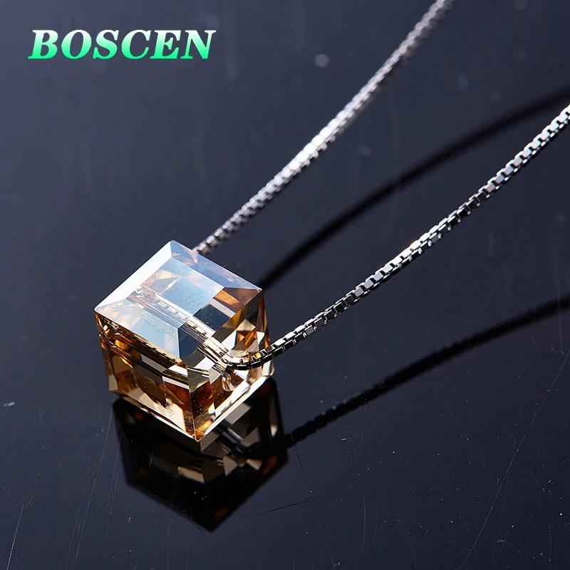 BOSCEN ожерелье из стерлингового серебра 925 пробы для женщин подарок на день Святого Валентина украшенный кристаллами от Swarovski простой
