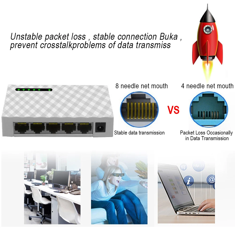 Мини Быстрый Ethernet общежитии пластиковые аксессуары 5 портов адаптер настольный концентратор LAN сетевой коммутатор база гигабитный домашний мониторинг