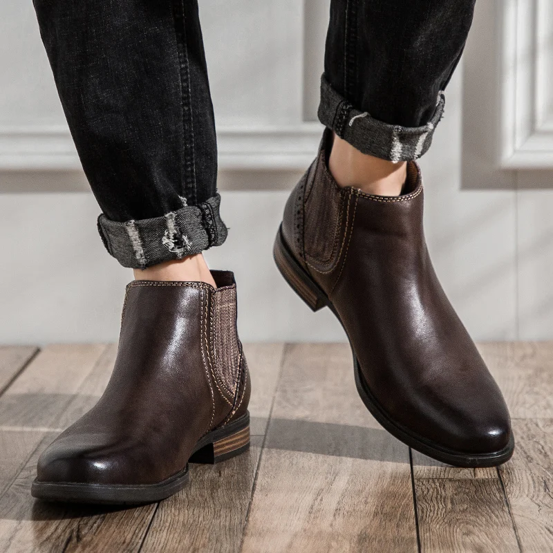 Yomior/Новинка; сезон осень-зима; мужские ботинки из натуральной кожи в винтажном стиле; деловая обувь; парадная обувь; мужские ботинки «Челси» высокого качества