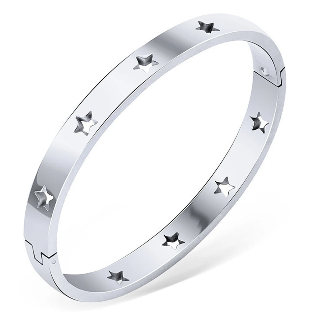 Hollow Star Bracelets & Bangles For Women Fashion Stainless Steel Sweet Romantic Bracelet Rose Gold Color Jewelry Gift bracelet jewelry
