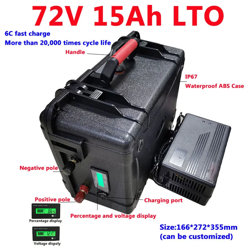 Водонепроницаемый 72V 15Ah литиевая Батарея 20000 полных циклов 2,4 v LTO клетки для лодка резервного питания для вилочных погрузчиков+ 5A Зарядное устройство