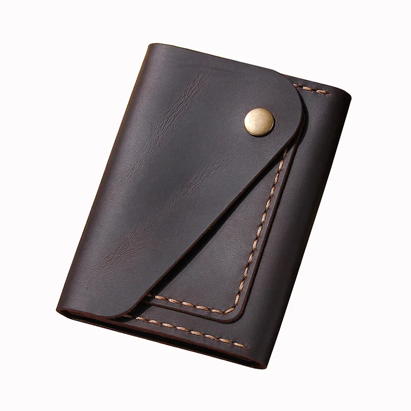 

Genuine Leather Credit Card Holder Men Pure Handmade Wallet for Cards Luxury Crazy Horse Leather Luxury Business Cardholder
