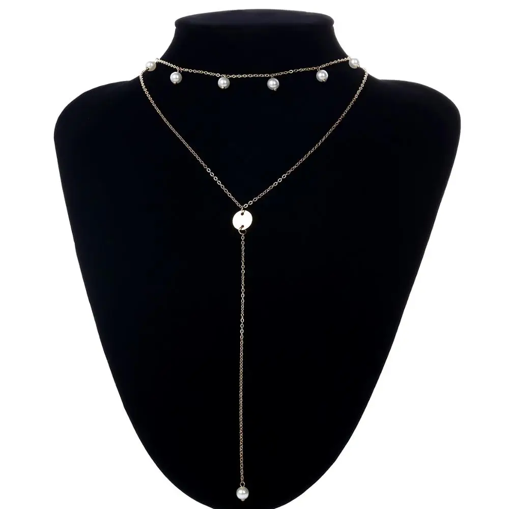 Multi lens necklace with pearl necklace SAUTOIR in fashion business