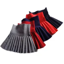 Однотонные вязаные юбки со складками для девочек от 2 до 10 лет модная детская повседневная юбка на осень и зиму для девочек