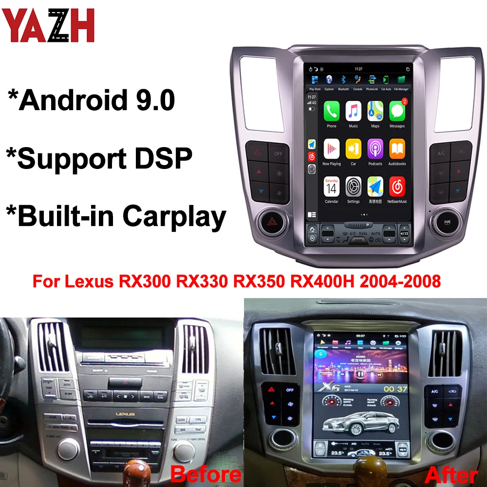 YAZH Android 9.0 9 0 &quotIPS автомобильный радиоплеер для Lexus RX300 RX330 RX350 RX400H 11 8 2004 с GPS