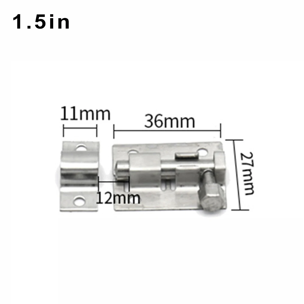 1.5 in Hot 1.5/2/3/4 Inch Door Lock Slide Bolt Stainless Steel Door Latch Bolt Latch for Bathroom Bedroom Safety Lock Home Decoration - Цвет: 1.5 in