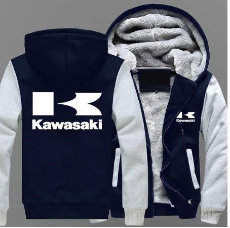 Зимнее пальто Kawasaki Moto с красным логотипом, мужские повседневные толстые теплые толстовки, мужская хлопковая куртка, повседневная мотоциклетная Толстовка P f