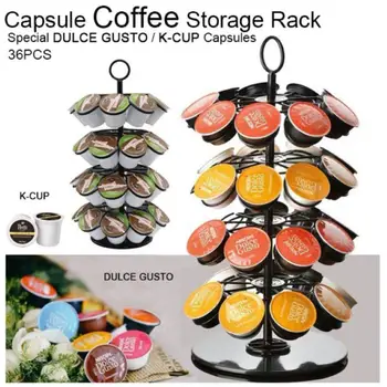 

360 Rotating 36 Capsule Coffee Pod Holder Capsules Dispensing Tower Stand Fits For Nespresso Capsule Storage Coffee Stand Holder