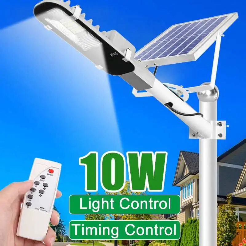 

Waterproof IP65 Solar Powered LED Street Light 10W LED Outdoor Lighting Garden Solar Lamp with Remote Control