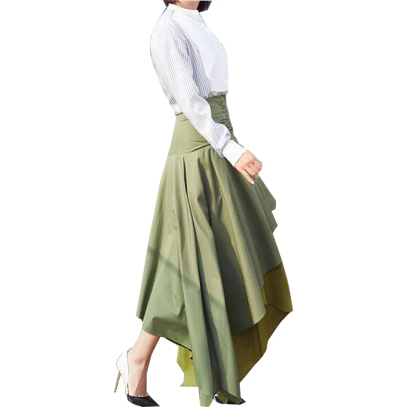 khaki green maxi skirt