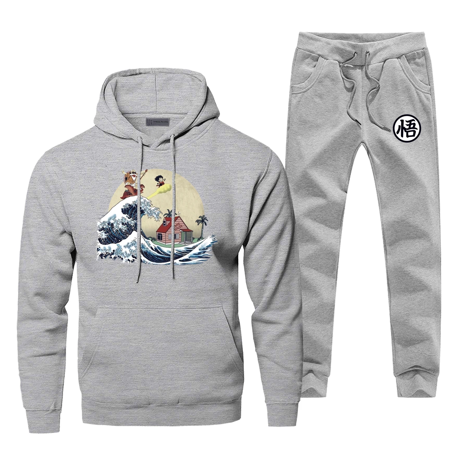 Classic Japan Anime Hoodies Dragon Ball Ocean Waves Master Roshi Men's Fleece Hoodie+pants Sets Casual Winter Warm Sportswear Classic Japan Anime Hoodies Dragon Ball Ocean Waves Master Roshi Men's Fleece Hoodie+pants Sets Casual Winter Warm Sportswear