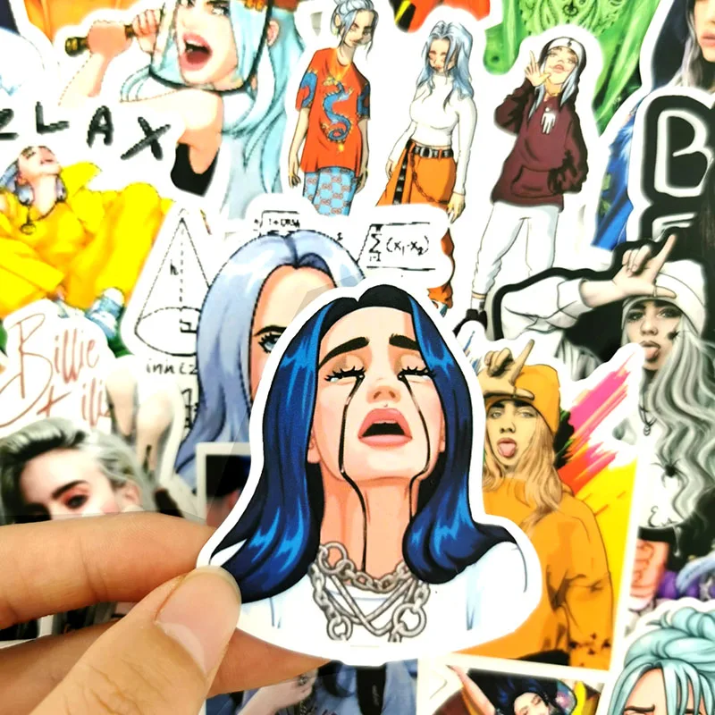 50 шт. Billie Eilish стикер с рисунком из мультфильма водонепроницаемый для чемодана «сделай сам» ноутбук гитара игрушка для скейтборда прекрасный стикер s