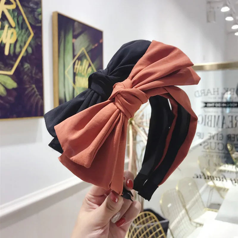 

Free shipping Fashion women's lovely cloth big Bow-knot hairbands Solid girl's headband young lady cute hair accessories