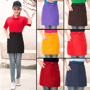 

New High Quality Bar Pub Kitchen Cotton Bow Short Half Waist Apron Cafe Server Waiter Waitress
