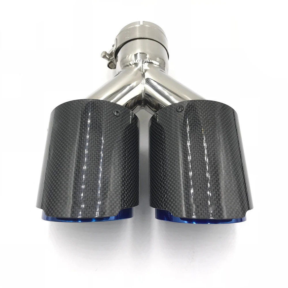 1 шт. Inlet63mm-Outlet 101 мм(двойной) akrapovic выхлопная насадка глянцевый хвост из углеродного волокна наконечник выхлопной трубы синий конец хвост quad наконечник
