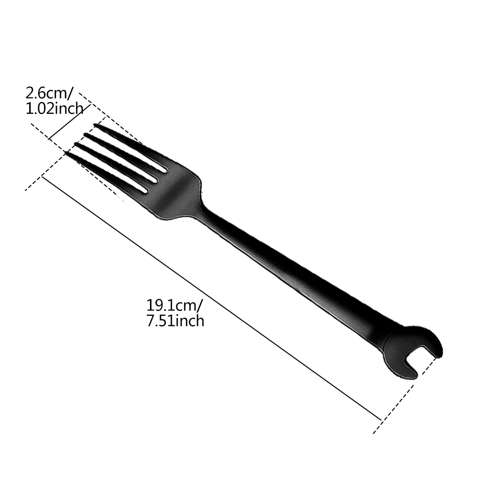 Plating Stainless Steel Tableware Steak Knife Dinner Fruit Dessert Long Fork Tea Spoon Creative Wrench shape Stainless Steel Spoon Fruit Fork Expandable Fork Silverware Set Silicone Fork Silicone Cooking Fork