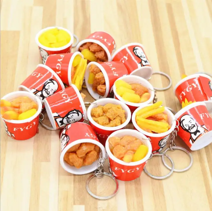 Креативная имитация KFC kfc семейное ведро еда брелок для мужчин и женщин детская