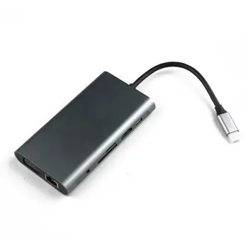 

Ten in One Type-C Multi-function Hd Docking Station Usb3.1 to Rj45 Gigabit Network Card 4K Hdmi 1080p Usb Hub