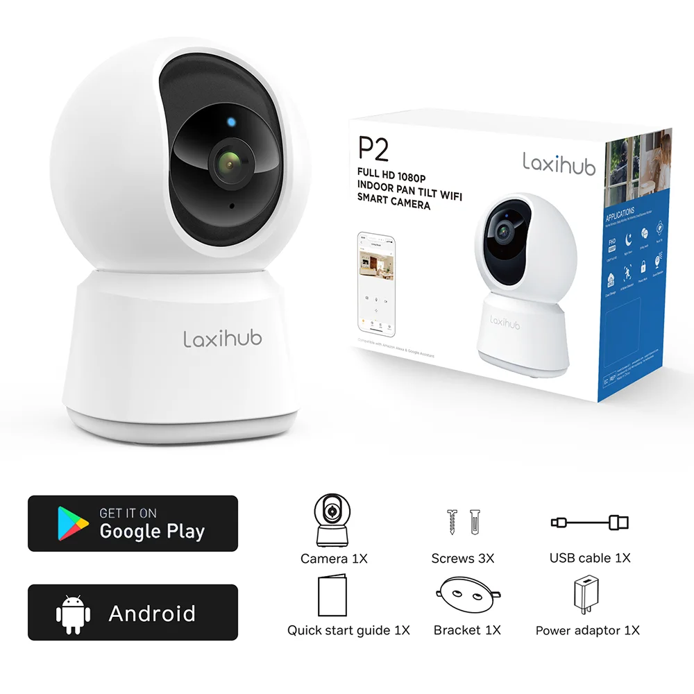 Laxihub Mini Surveillance IP Camera PTZ 1080P Webcam Night Vision Baby Monitor Indoor WIFI Webcam Home Security camera