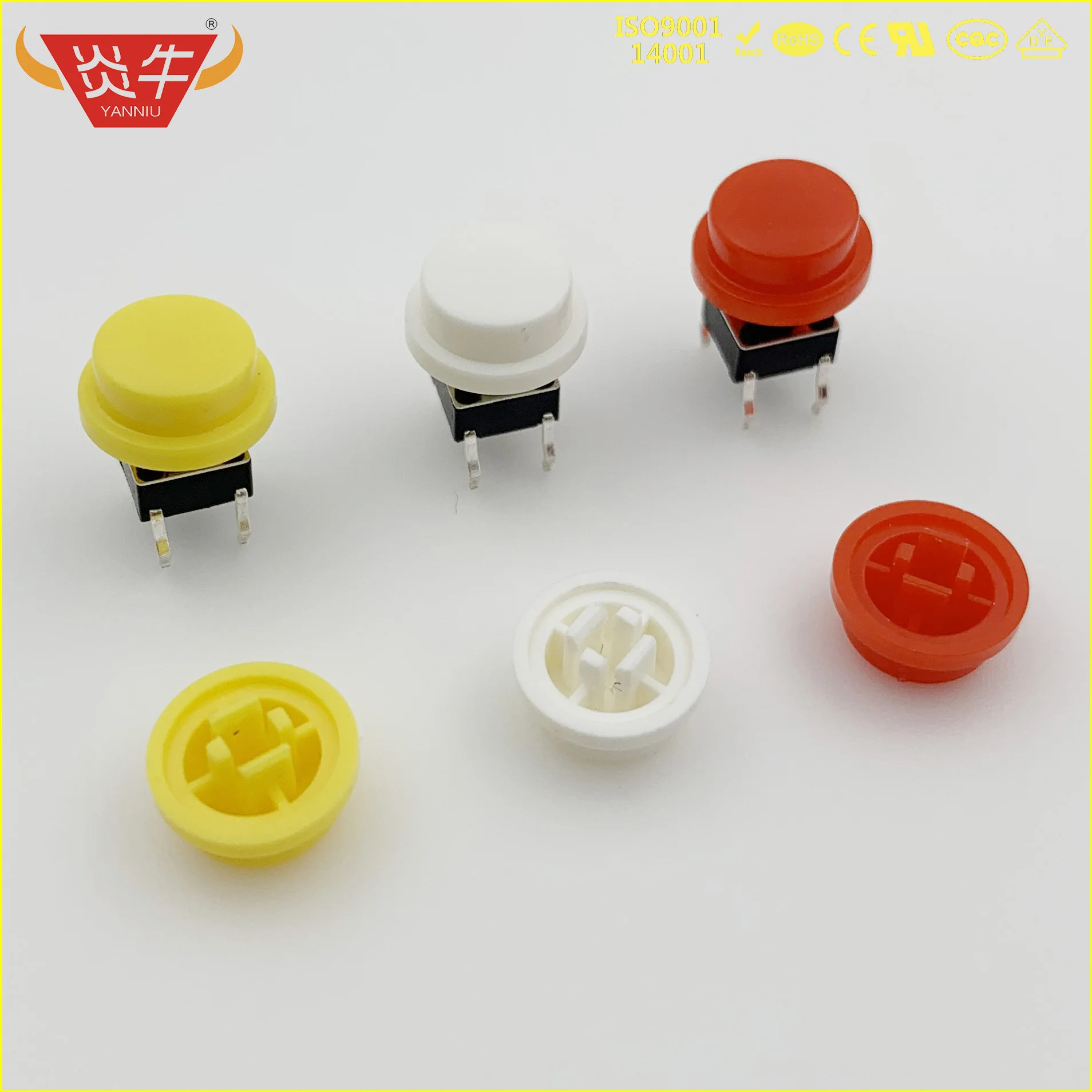 

50Pcs MICO TACT SWITCH SQUARE HEAD KEY CAP GREY WHITE RED GREEN BLUE YELLOW BLACK FOR 6*6 6X6 5.8*5.8 5.8X5.8 SWITCH YN95