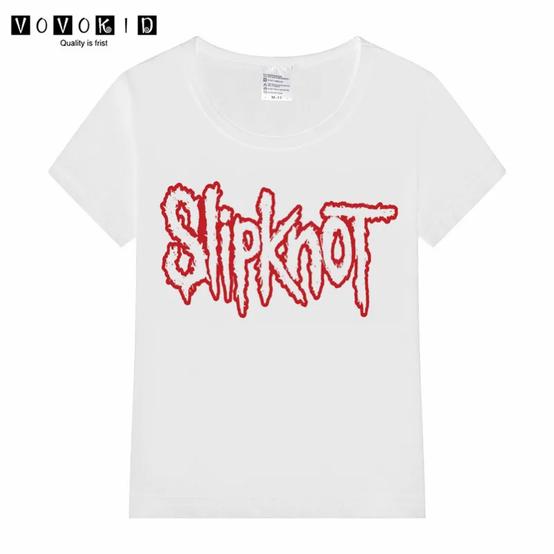 Футболка с принтом «Slipknot» для маленьких девочек и мальчиков детские Забавные футболки для маленьких детей розовые, серые, белые топы для маленьких девочек - Color: P1719B-white