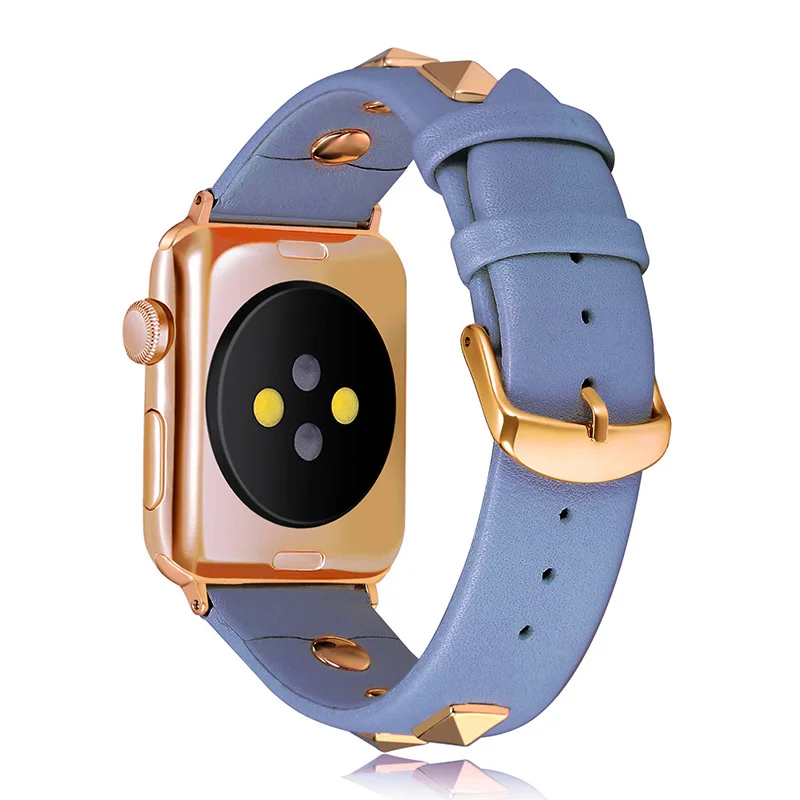 Ремешок из натуральной кожи для Apple Watch, 4 ремешка, 42 мм, 44 мм, 38 мм, 40 мм, для iwatch 4, 3, 2, 1, ремешок с заклепками