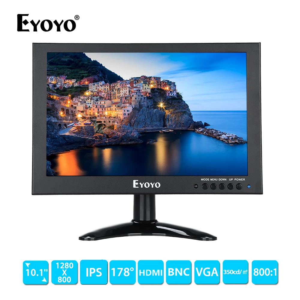 Портативный мини монитор EYOYO EM10E 10 дюймов ips 1280X800 ЖК дисплей камера безопасности CC