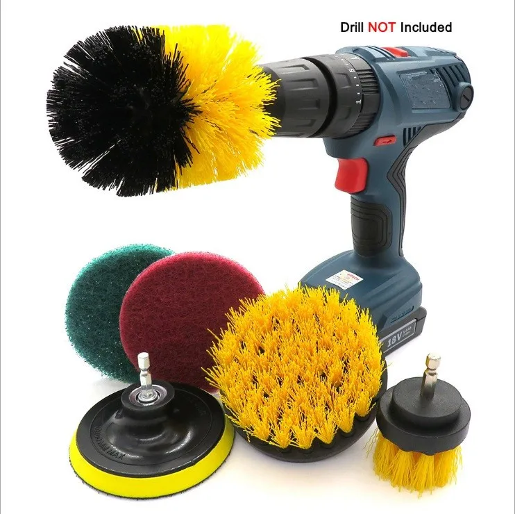 

6Pcs Drill Brush Kit , Power Scrubber Brush,Scouring Pads and Scrub Sponge All Purpose For Car Sofa, Kitchen, Bathroom etc