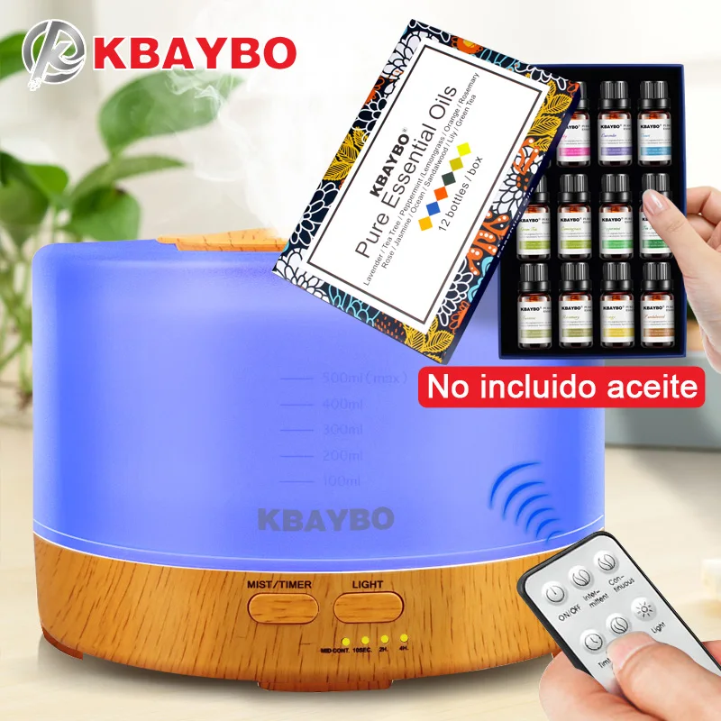 

500ml Humidifier Remote Control Aroma Essential Oil Diffuser with 4 Timer Settings 7 Color Changing LED lamp